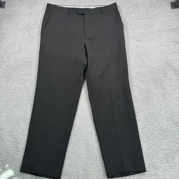 Peter Millar Pants Mens 35x29 Black Golf Dress Flat Front Crown Sport Casual - Picture 1 of 11